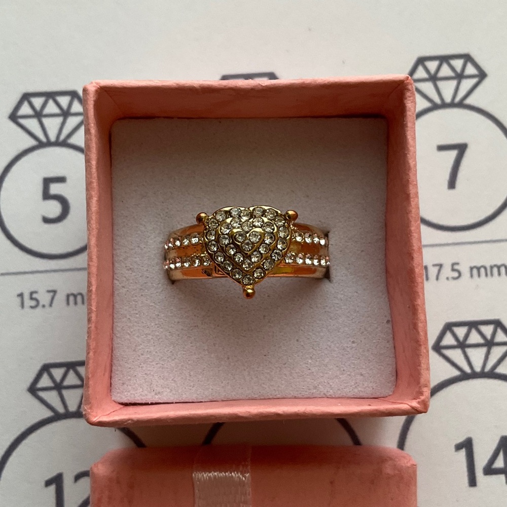 Gold Heart Ring with Cubic Zirconia